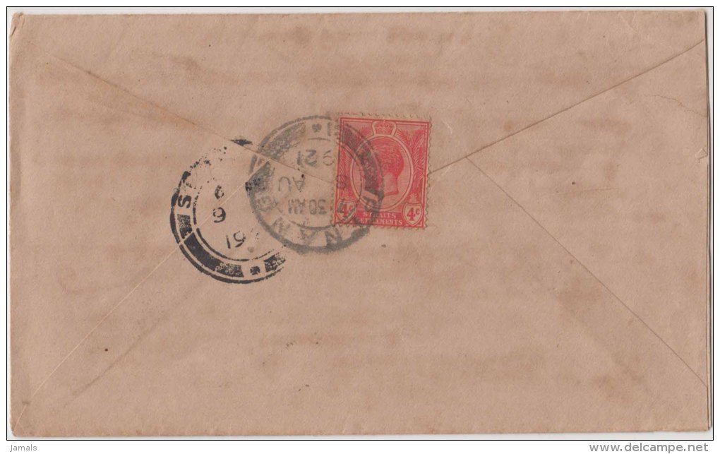 King George V, Straits Settlements, Commercial Cover To India, As Per The Scan - Straits Settlements