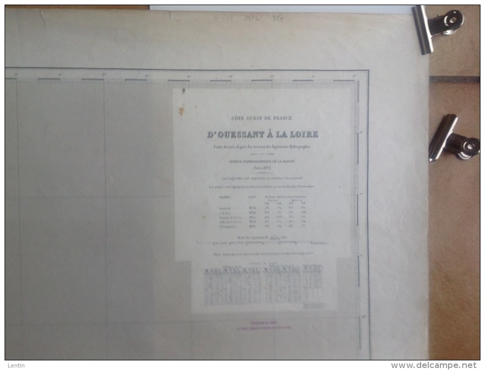 Carte Marine - D' Ouessant à La Loire - Paris 1872 - Service Hydraugraphique De La Marine - Nautical Charts
