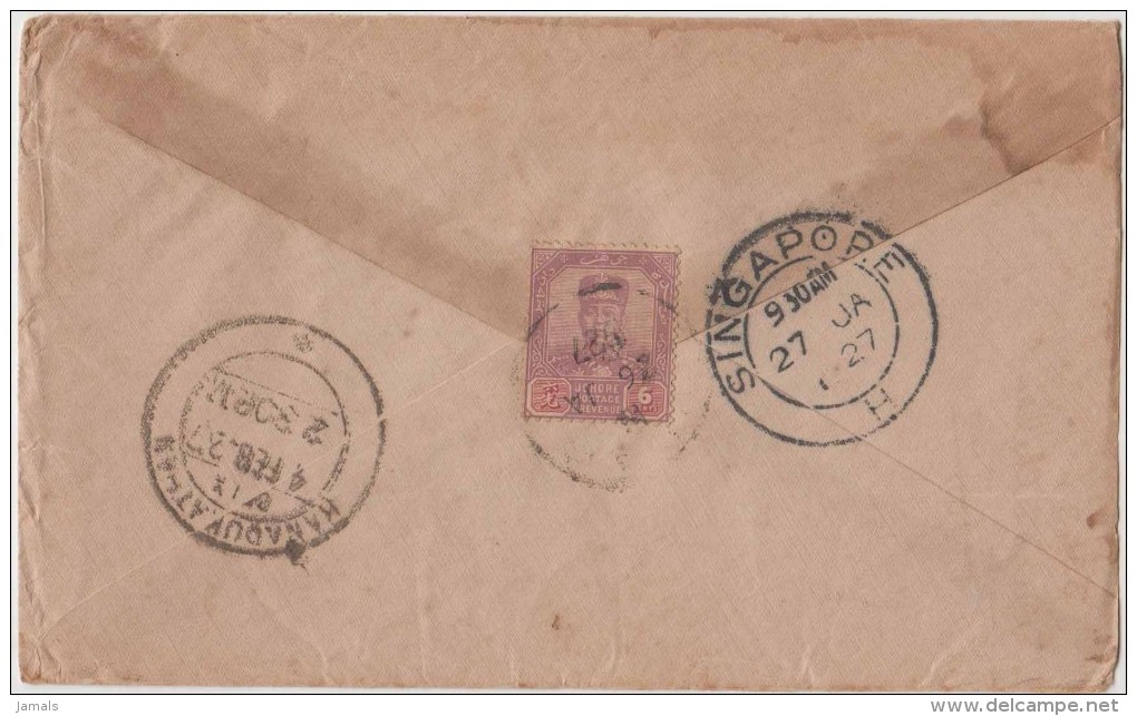 Johore, Malaysia, Commercial Cover, Singapore To India, As Per The Scan - Johore