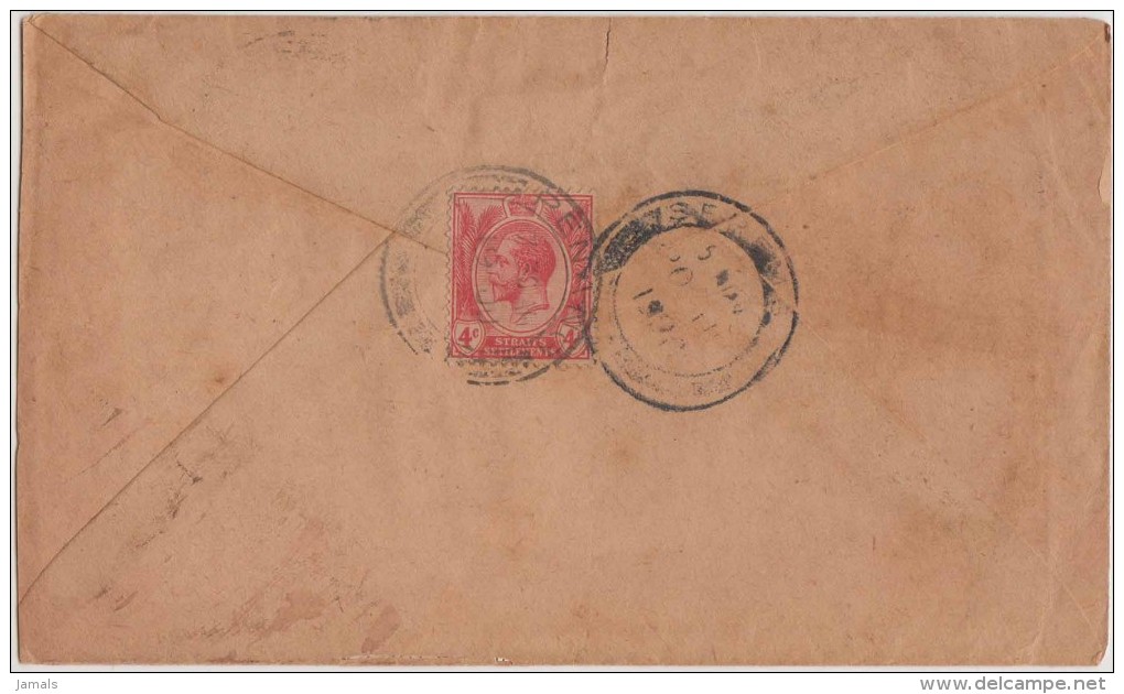 King George V, Straits Settlements, Commercial Cover, Penang To India, As Per The Scan - Straits Settlements