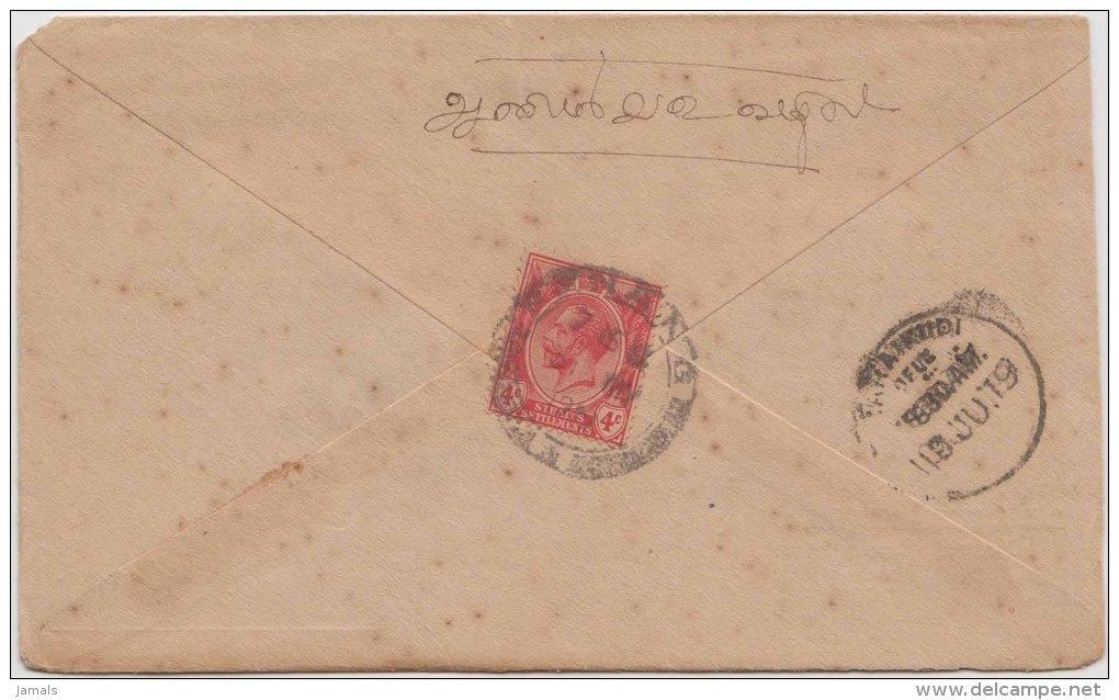 King George V, Straits Settlements, Commercial Cover, Penang To India, As Per The Scan - Straits Settlements