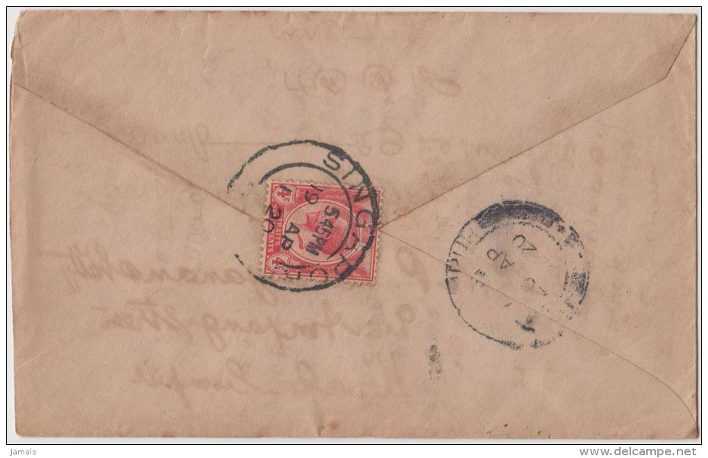 King George V, Straits Settlements, Commercial Cover, Singapore To Kualalampur, As Per The Scan - Straits Settlements