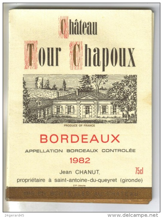 LOT 3 ETIQUETTES BOUTEILLE VIN - Bx  "Chateau Fontana"1994, Bx "Château Tour Chapoux 82, Médoc "Chateau Queyzans" 92 - Lots & Sammlungen