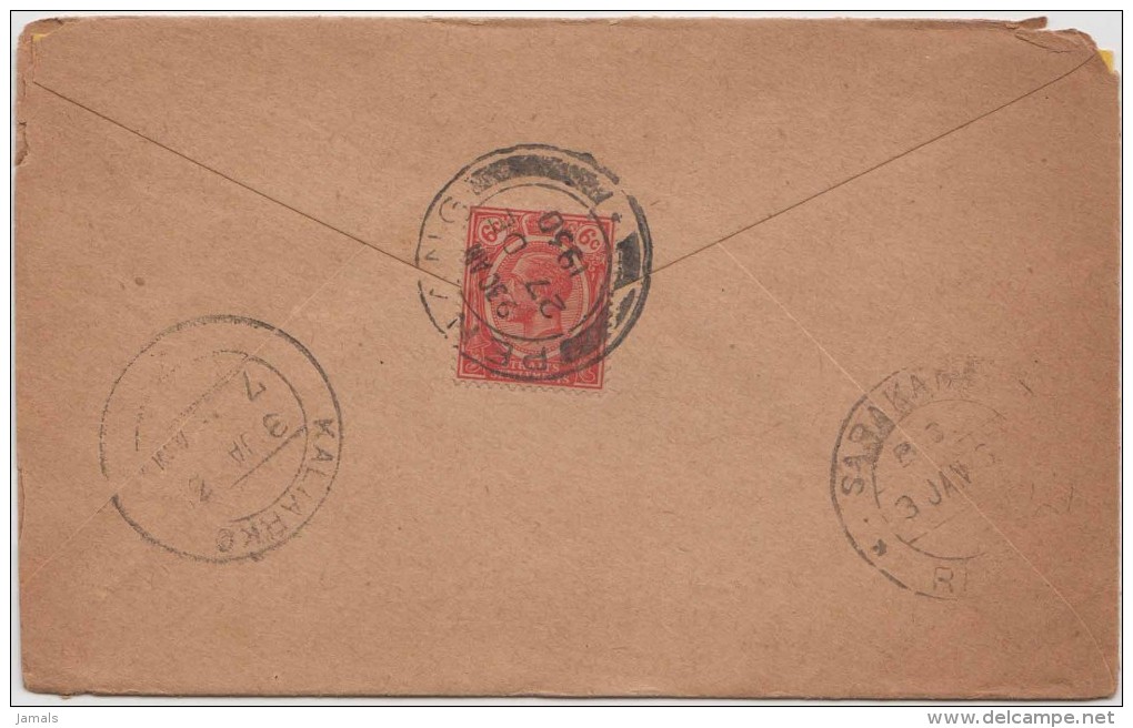 King George V, Straits Settlements, Commercial Cover, Penang To India, As Per The Scan - Straits Settlements