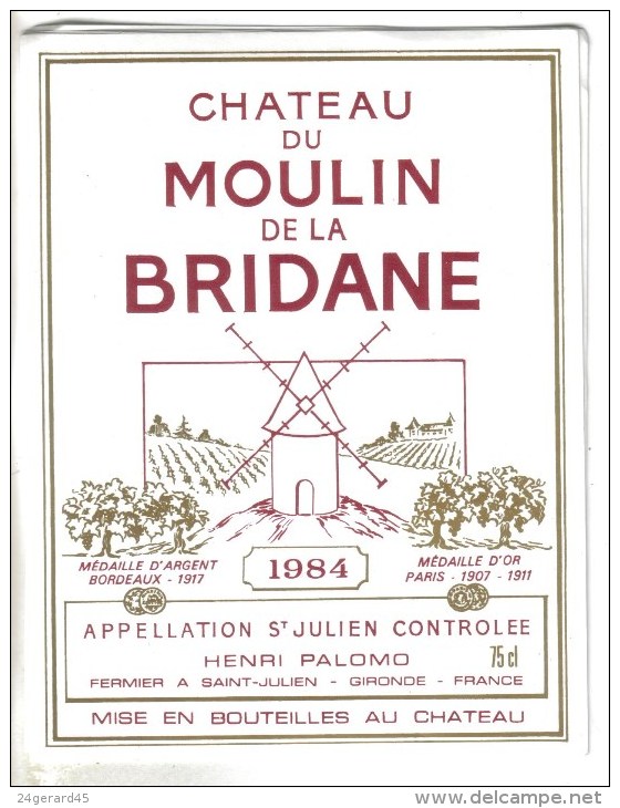 LOT 3 ETIQUETTES BOUTEILLE VIN - St Julien "Chat. Moulin Bridane"84 Et "Chat. Beauregard"75, Médoc "Chateau Queyzans" 92 - Collezioni & Lotti