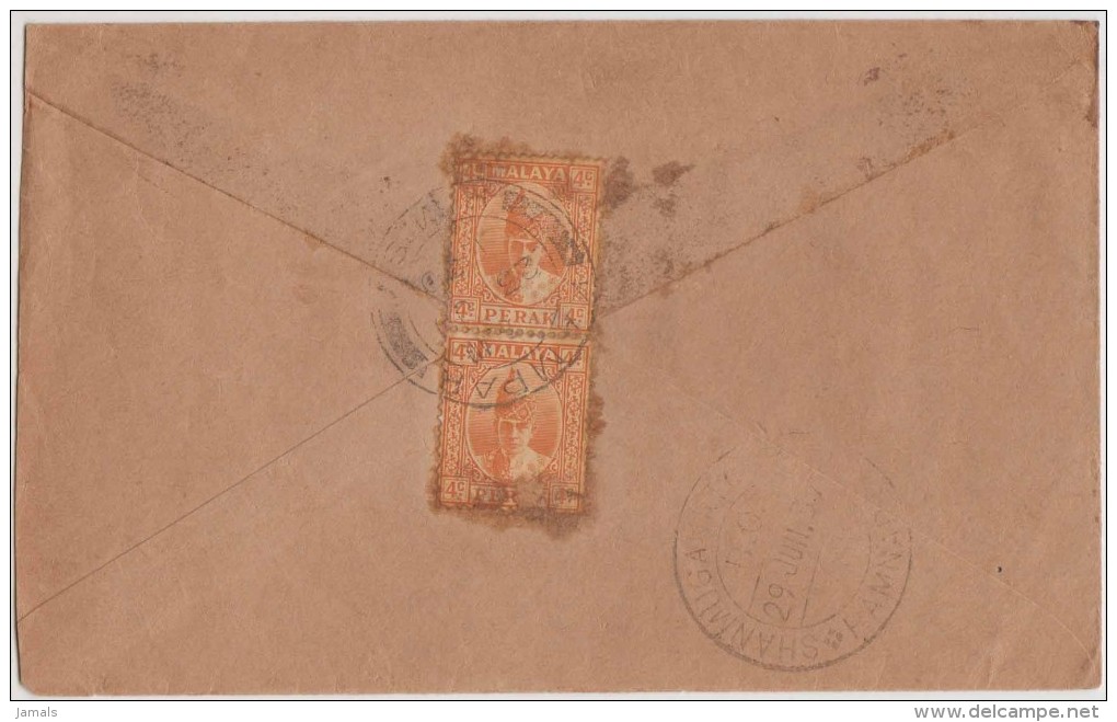 Perak, Commercial Cover To India, As Per The Scan - Perak