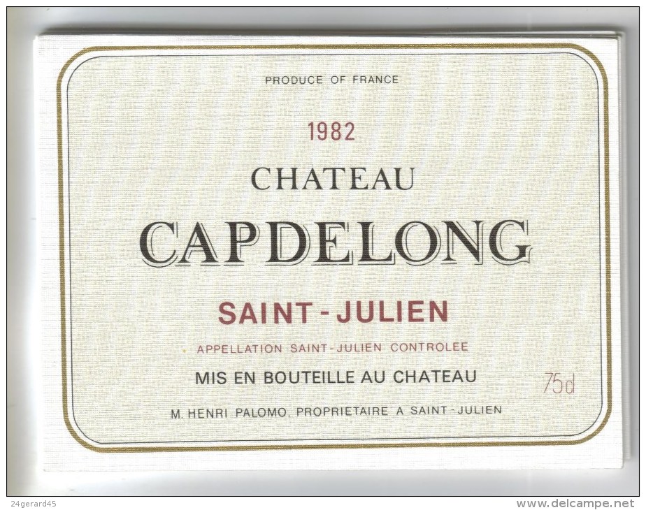 LOT 3 ETIQUETTES BOUTEILLE VIN - St Julien "Chat. Capdelong"83,  "Baronne Fontignac"95, Médoc "Chateau Queyzans" 92 - Collections & Sets