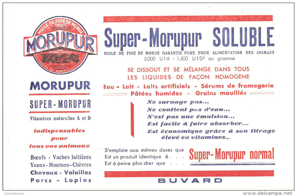 Buvard MORUPUR Super-Morupur Soluble Huile De Foie De Morue Garantie Pour L´alimentation Des Animaux - Landwirtschaft