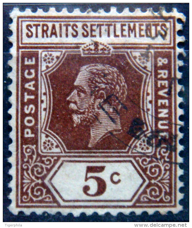 STRAITS SETTLEMENTS 1921 5c King George V USED - Straits Settlements