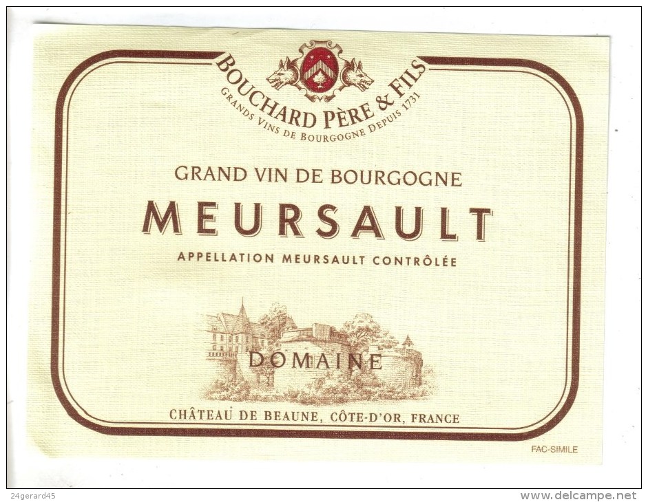 LOT 3 ETIQUETTES BOUTEILLE VIN - Bourgogne Meursault Et Gzvrey Chambertin, Beaune 1er Cru Beaune Du Chateau - Collections & Sets