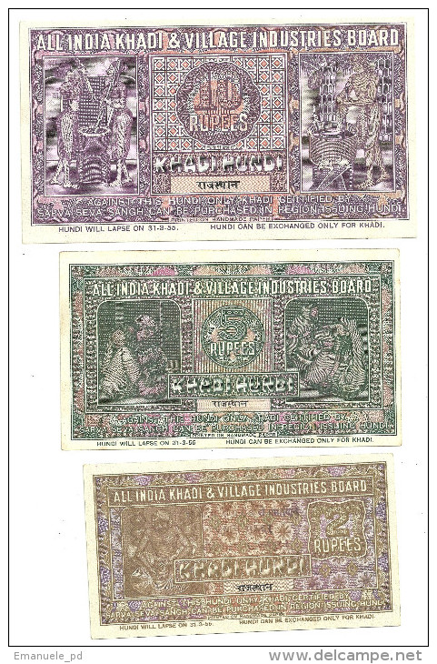 Khadi Village Commission Lot 2-5-10 Rupees 1955 .S. - India