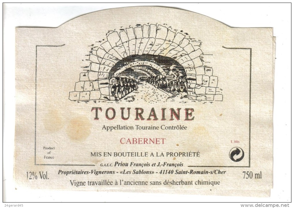 LOT 3 ETIQUETTES BOUTEILLE VIN - Touraine Priou Cabernet Et Pinot Noir, Médoc "Chat. Queyzans"92 - Collections & Sets