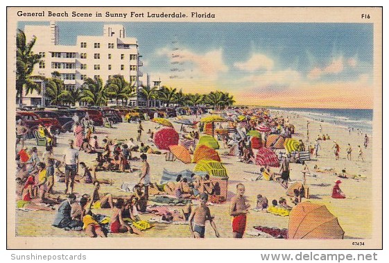 General Beach Scene In Sunny Fort Lauderdale Florida1942 - Fort Lauderdale