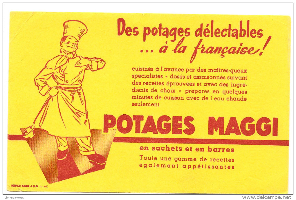 Buvard MAGGI Des Potages Délectables à La Française! POTAGES MAGGI - Potages & Sauces