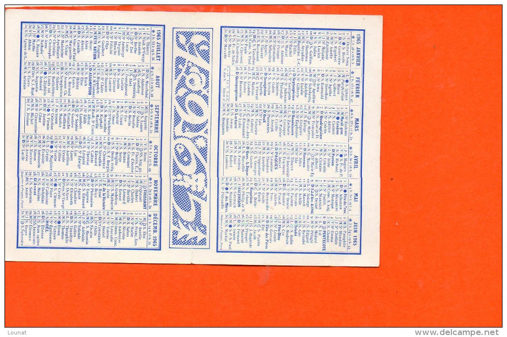 Petit Calendrier - 1965 - LOUVIERS - Publicité LOVERLAV Rue Constant Roussel - Stellio Morel - Petit Format : 1961-70