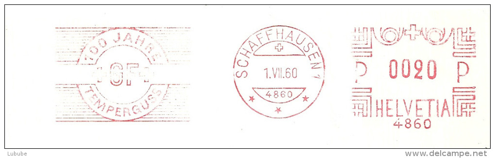 Freistempel  "Georg Fischer, Schaffhausen"               1960 - Frankiermaschinen (FraMA)