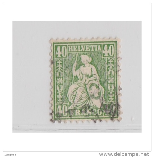 SWISS SWITZERLAND SCHWEIZ SUISSE 1863 MI 26 40 RAPP GREEN - Used Stamps