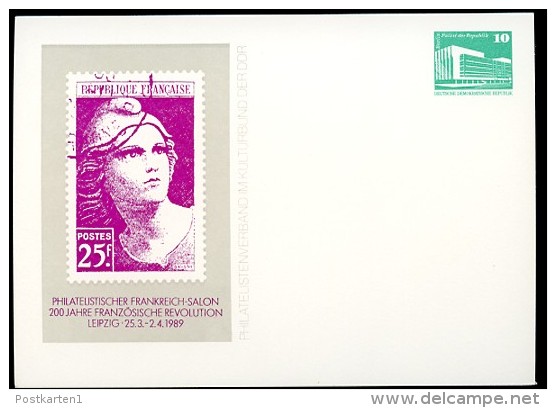 FRANZÖSICHE REVOLUTION DDR PP18 D2/021a Privat-Postkarte Leipzig 1989 NGK 5,00 € - Révolution Française