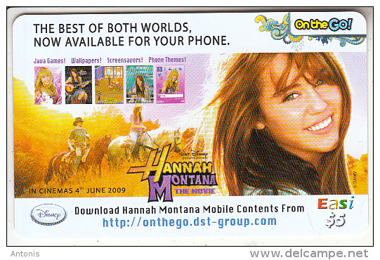 BRUNEI - Disney/Hannah Montana, DST Recharge Card $5, Exp.date 08/06/11, Used - Brunei