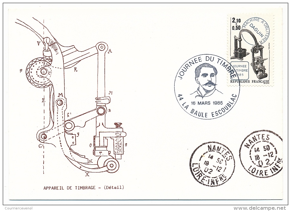 France - Lot de 10 cartes "Eugène DAGUIN" Journée du timbre 1985 / dont simili daguins Musées Riquewihr, Paris, Nantes