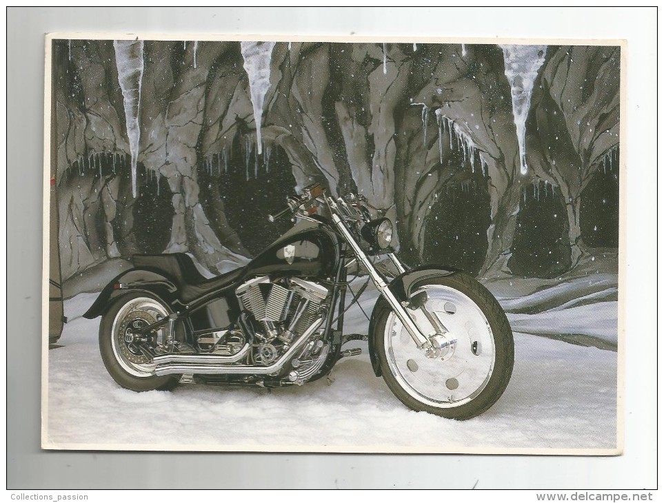 Cp , Maxi-carte ,17.5 X 12.5 ,MOTO , Eclipse Bike In Ice Cave ,phot : Kimball , Ed : Impacr2000 11821, Frais Fr : 1.80€ - Motorfietsen