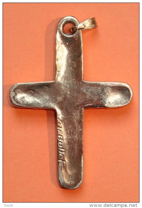 Pendentif - Croix En Bronze 6,3cm - Signée M. Bullet - Hangers