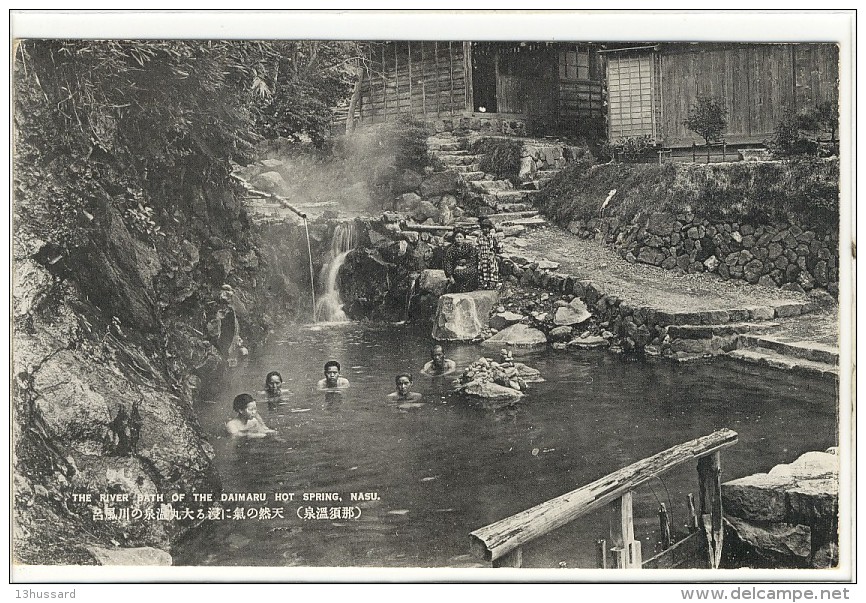 Carte Postale Ancienne Japon - The River Bath Of The Daimaru Hot Spring, Nasu - Other & Unclassified