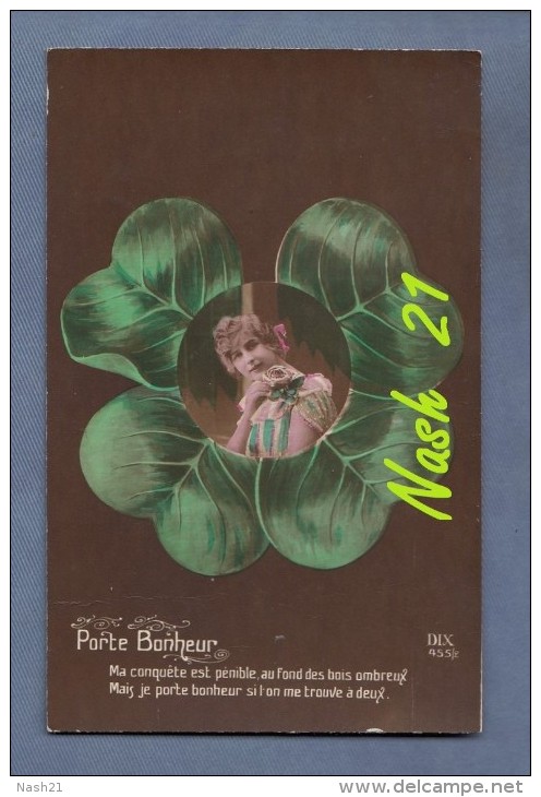 Carte Postale Ancienne - Porte Bonheur ''  Trèfle à Quatre Feuilles '' - Autres & Non Classés