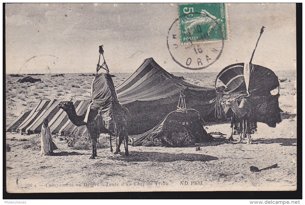 CPA - (Algérie) Campement Au Desert - Tente D'un Chef De Tribu - Scènes & Types