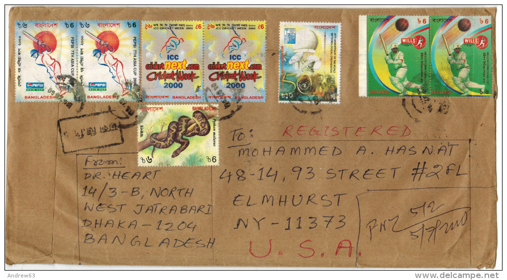 Bangladesh - 20?? - Registered - 8 Stamps In Front + 12 Stamps In Rhe Rear - Viaggiata Da Dhaka Per Elmhurst, USA - Bangladesh