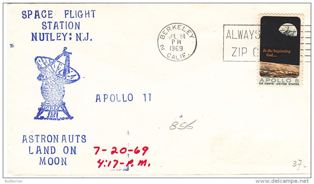 SPACE -  USA - 1969 - NUTLEY ATRONAUTS LAND ON MOON  COVER WITH  BERKELEY  POSTMARK - Etats-Unis