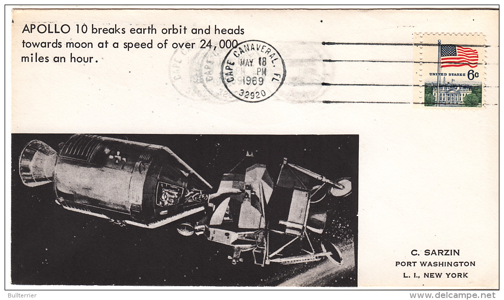 SPACE -  USA - 1969 - APOLLO BREAK ORBIT COVER  WITH  CAPE CANNAVERAL  POSTMARK - United States