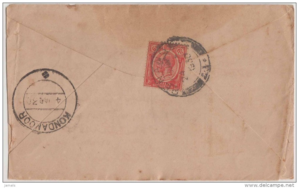 King George V, Straits Settlements, Commercial Cover, Penang To India, As Per The Scan - Straits Settlements