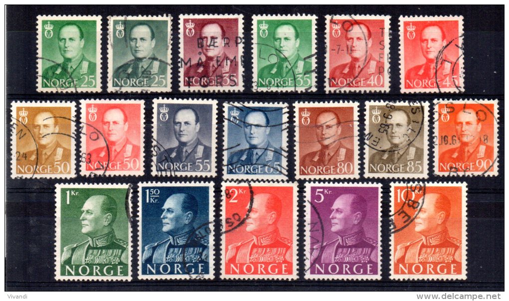 Norway - 1958/62 - King Olav V (Part Set) - Used - Oblitérés