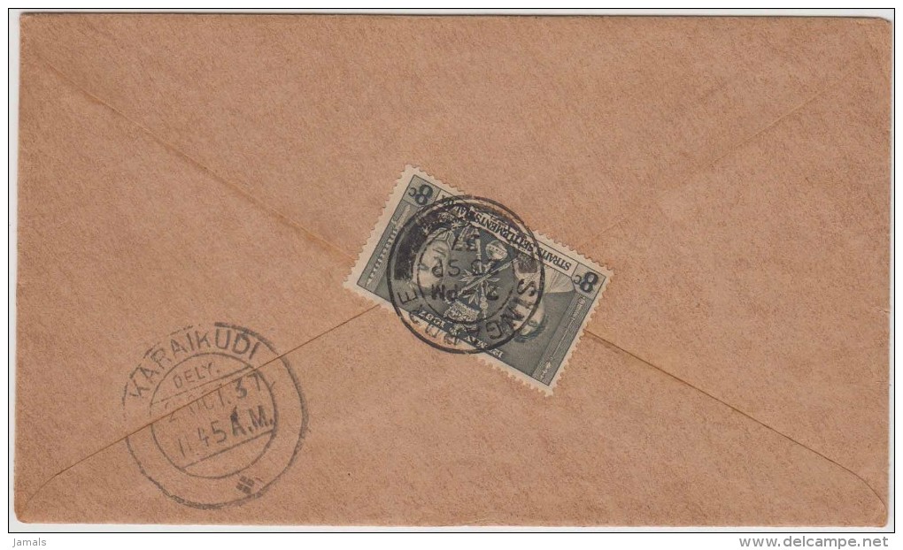 King George VI, Straits Settlements, Commercial Cover, Singapore To India, As Per The Scan - Straits Settlements