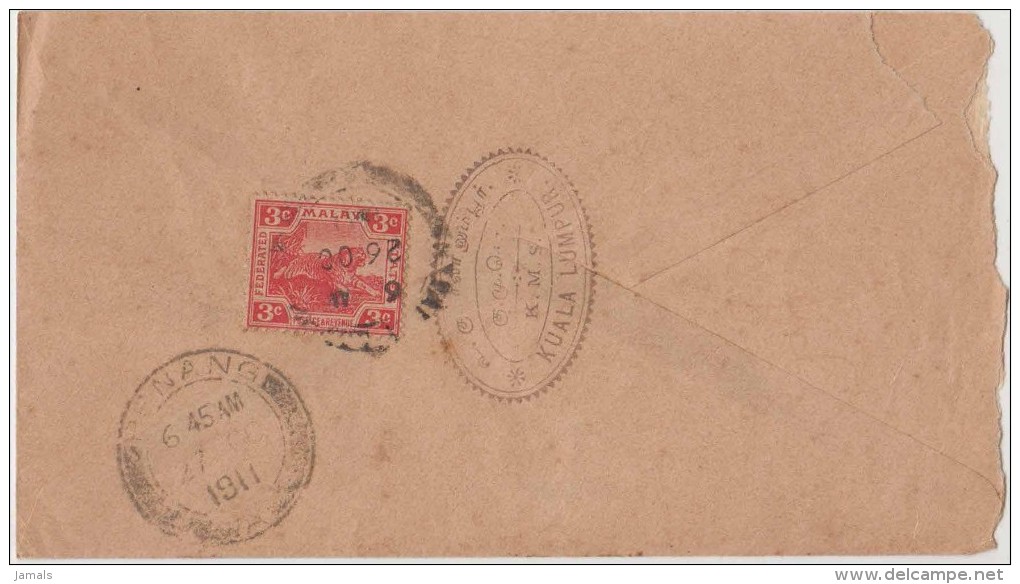 Malay State, Tiger, Commercial Cover To Penang As Per The Scan - Federated Malay States