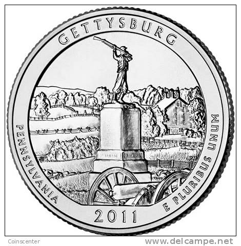 USA QUARTER (1/4 Dollar) 2011 P Mint "GETTYSBURG" UNC - 2010-...: National Parks