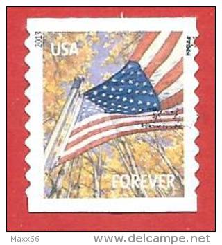 STATI UNITI USATO - 2013 - BANDIERE - Autunno - AUTOADESIVO - FOREVER - DENTELL. 9½ Vertical - Michel US 4770 - Used Stamps