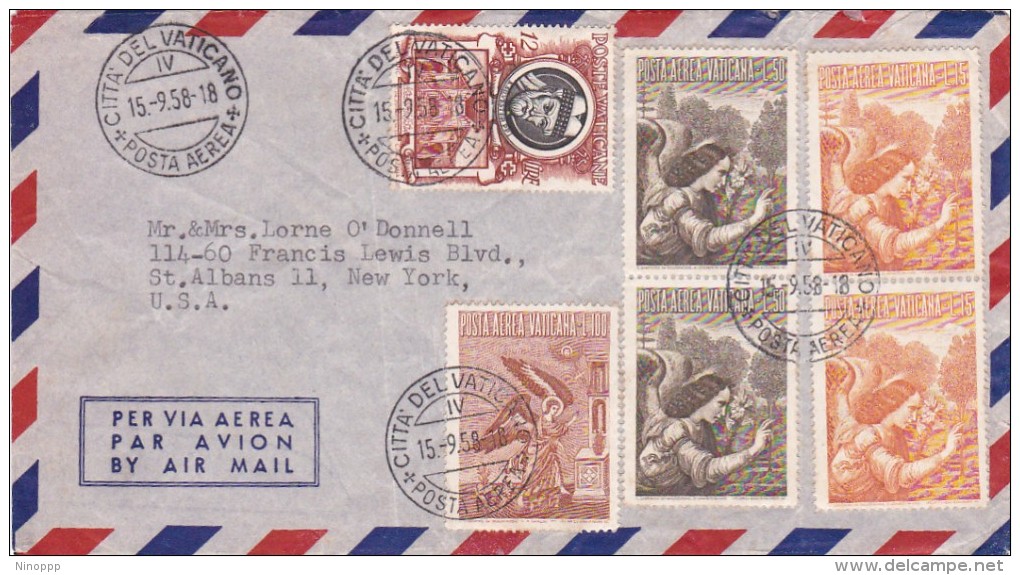 Vatican City 1958 Airmail Cover Sent To USA, Folded - Used Stamps