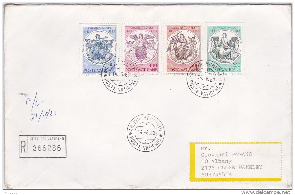 Vatican City 1983 Registered Cover Sent To Australia - Used Stamps