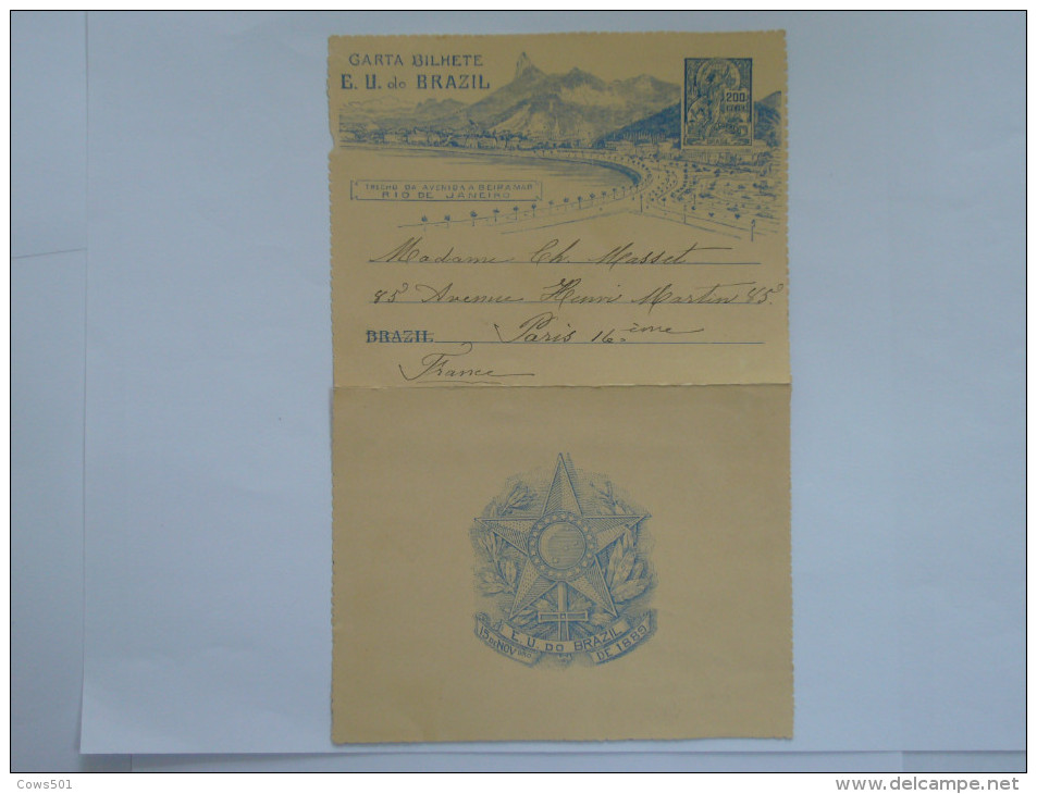 Amérique  :BRESIL   :Rio De Janeiro  ;Carta Bilhète  E.U Do BRAZIL  :Lettre Du 25/7/1904 - Ganzsachen