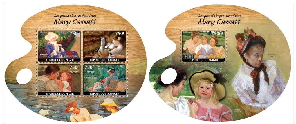 Nig14422ab Niger 2014 Painting The Great Impressionists Mary Cassatt 2 S/s - Impressionisme