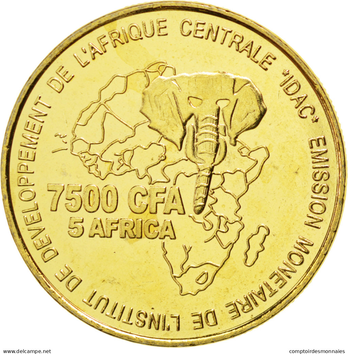 Monnaie, Cameroun, 7500 CFA-5 Africa, 2006, SPL, Brass Gilt, KM:31a - Cameroon