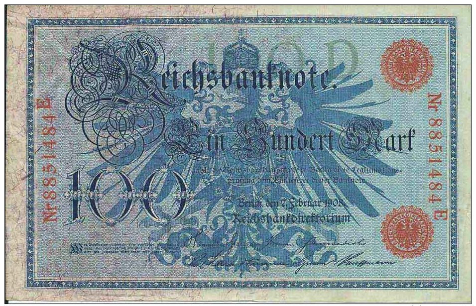 N1645 - Deutschland: 100 Mark 1908, Serie E (rote) - 100 Mark