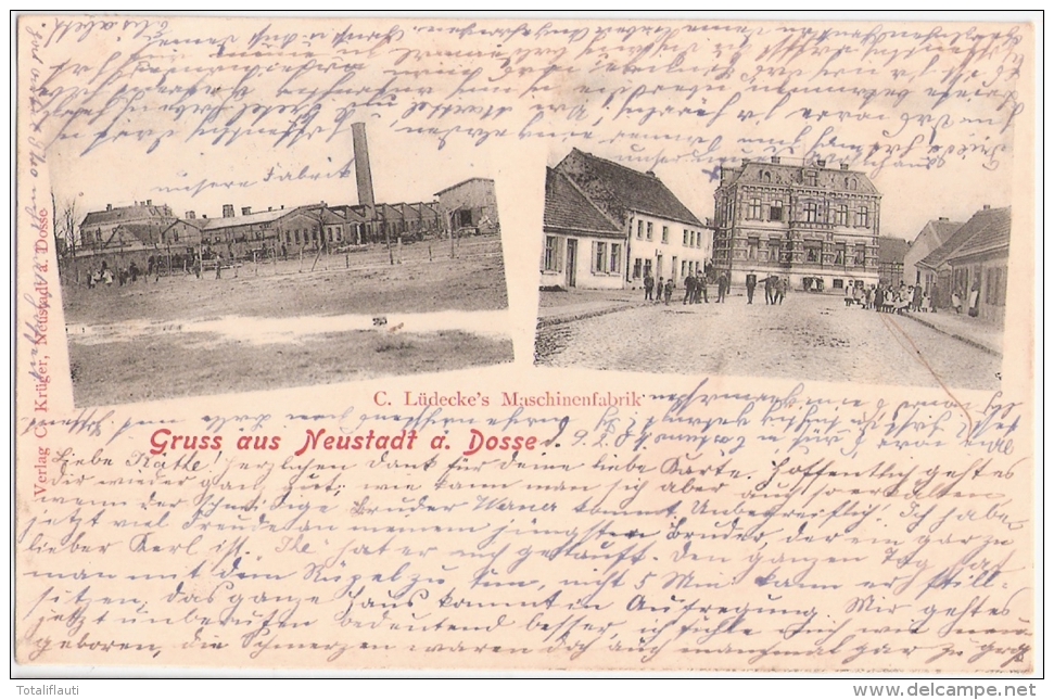 Gruss Aus Neustadt An Der Dosse C Lüdecke Maschinen Fabrik Belebt 11.2.1904 Nach Waddens Butjadingen - Neustadt (Dosse)