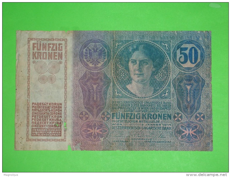 Austria-Hungary Monarchy,funfzig Kronen,50 Korona,banknote,paper Money,bill,geld,vintage - Autriche