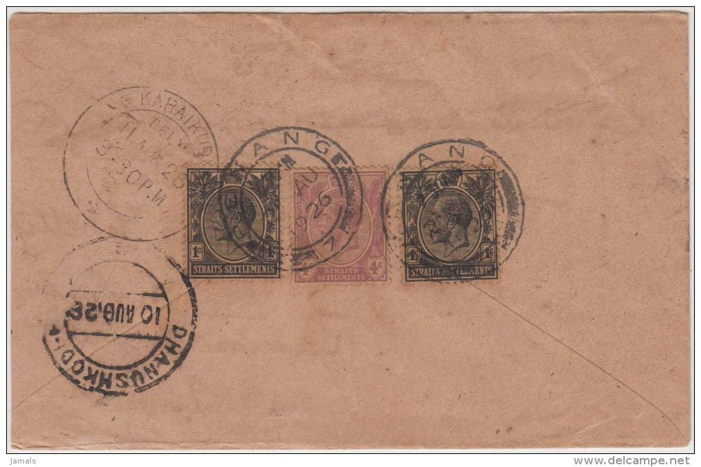 King George V, Straits Settlements, Commercial Cover, Penang To India, As Per The Scan - Straits Settlements