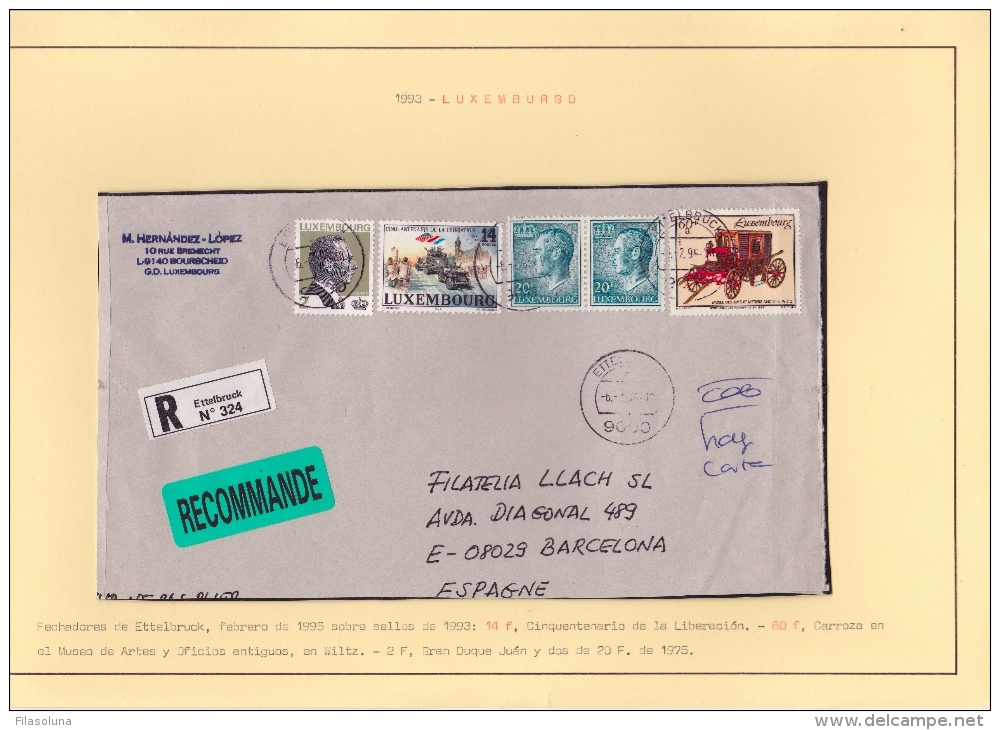 02071 Carta De Luxemburgo A Barcelona - Covers & Documents