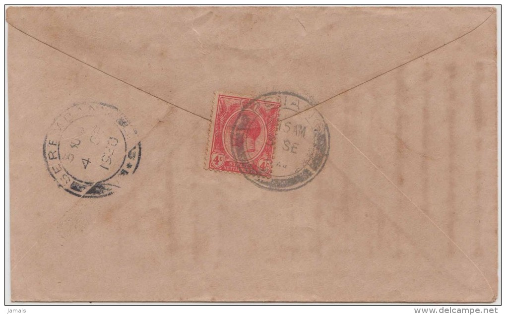 King George V, Straits Settlements, Commercial Cover, Penang To India, As Per The Scan - Straits Settlements