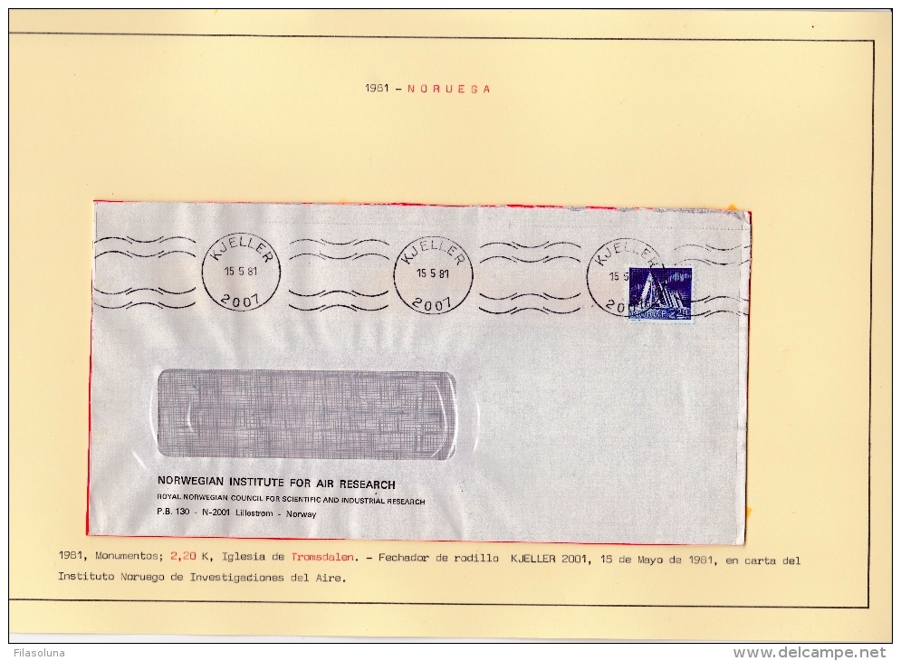 02076 Carta Del Instituto Noruego Del Aire-fechador Rodillo - Briefe U. Dokumente